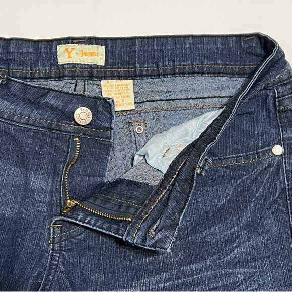 Y Jeans Skinny Jeans Dark Wash Rhinestone Embroidered Pockets FLAWED Size 9 - Picture 5 of 13